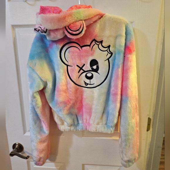 Scummy Bears Tops - NWT RAVE Hoodie Scummy Bears Fuzzy Crop Size Medium